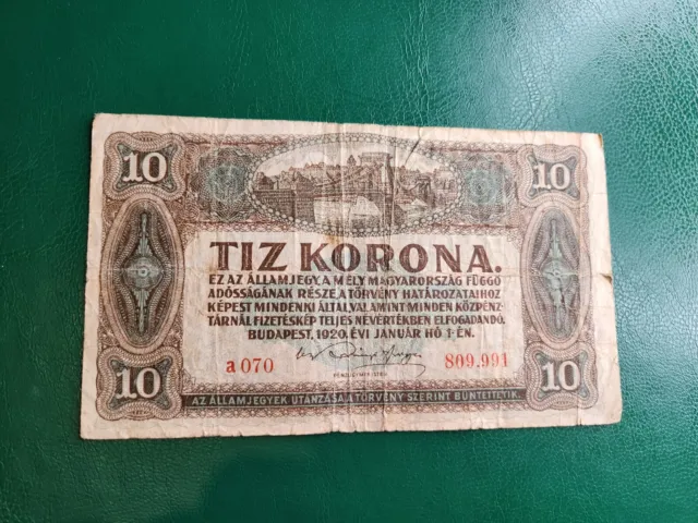 Hungary - 10 Korona 1920 - Banknotes - Serial Number 809991