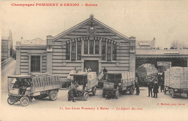 Cpa 51 Reims Pommery Greno Les Caves Pommery Reims Le Departure Des Vins Truck