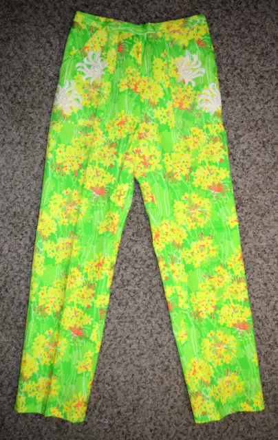 Lilly Pulitzer Vintage 60s 70s Pant with Pocket Applique XS/S Lime Yellow Orange