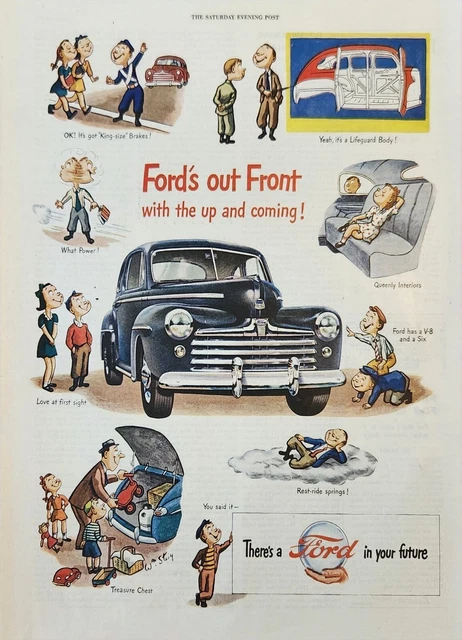 1947 Ford out front With the Up and coming Car Vintage Ad