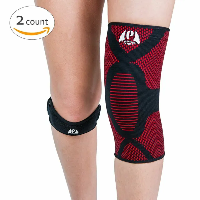 Soporte mejorado para la rodilla con la manga de compresión para la rodilla con correa de rótula