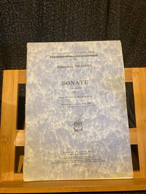 Johannes Brahms sonate pour piano en fa mineur partition I. Philipp ed. Durand