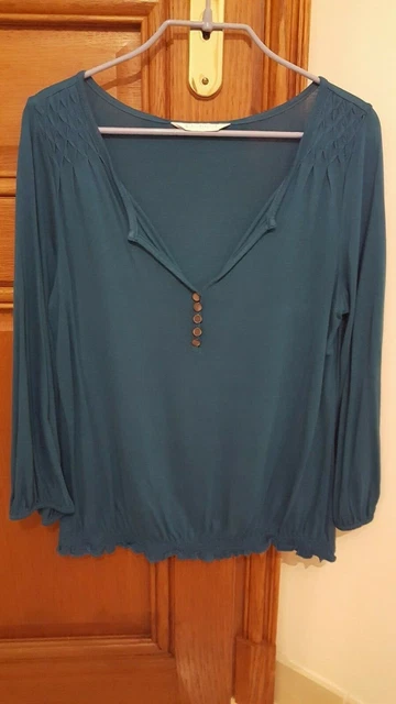 Chemisier Promod Bleu - Taille 38 (M), Viscose, Manches Trois-quarts, Occasion Très Bon état