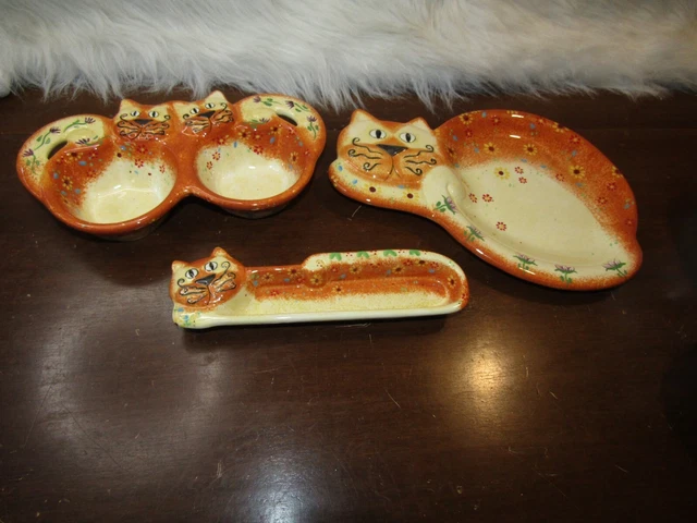 Bella Casa Cat Shaped Set of 3 Dishes