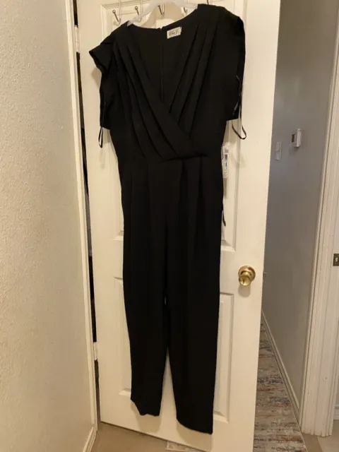 ELIZA J NEW Size 16 Cap Sleeve Wide Leg Jumpsuit in Black (6)