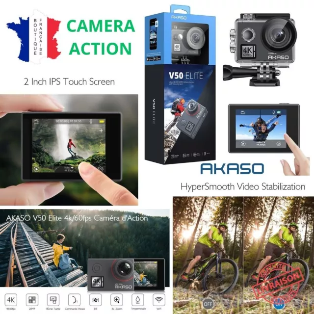 Caméra Sport 4K 60fps 20MP WiFi Télécommande Commande Vocale Ecran Tactile