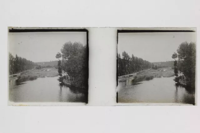 Fluss Landschaft Foto Stereo Vintage Platte De Verre