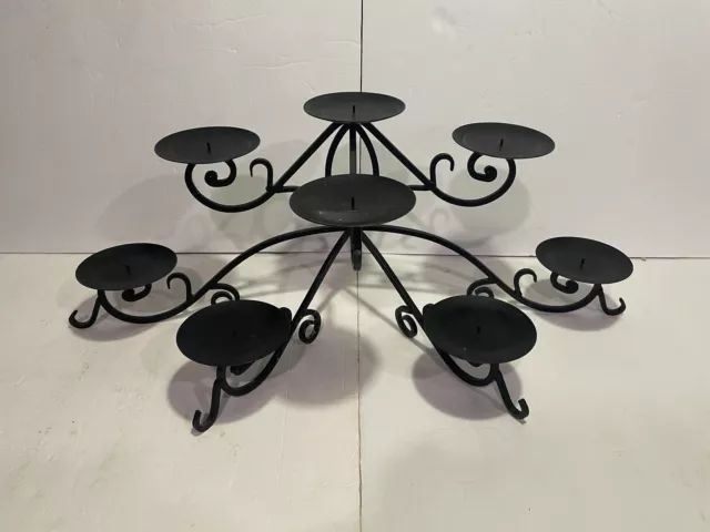 Heavy Wrought Iron Fireplace Hearth Mantle 8 Candle Holder Stand French Country