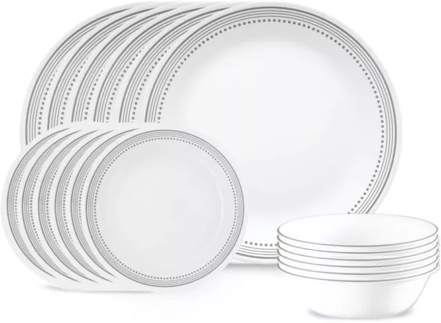 Corelle Mystic Gray Dinnerware Set 18 Piece 6 x 26cm Dinner Plate 6 x 17cm Bread