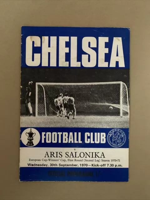 Chelsea V Aris Salonika 1970-71 European Cup Winners Cup Programme