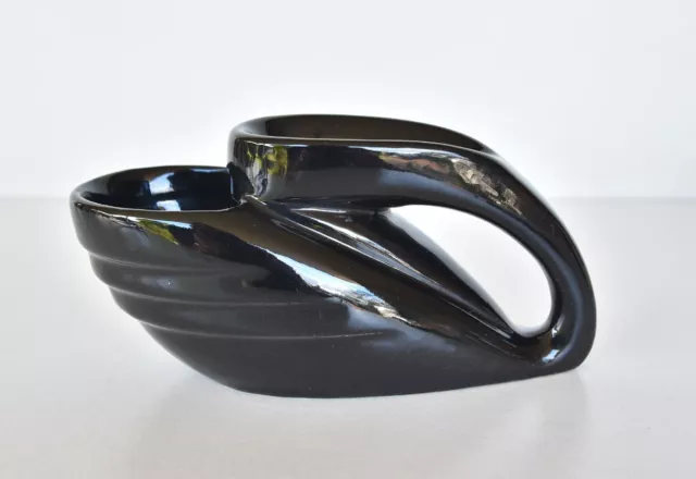 Vintage Pottery Shaving Mug Black Streamlined