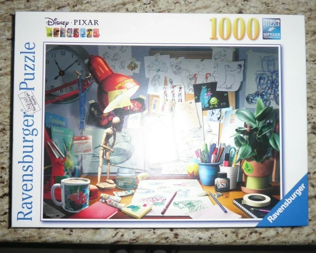 RAVENSBURGER DISNEY PIXAR "THE ARTISTS DESK 1000 PC PUZZLE 20" x 27 No ...