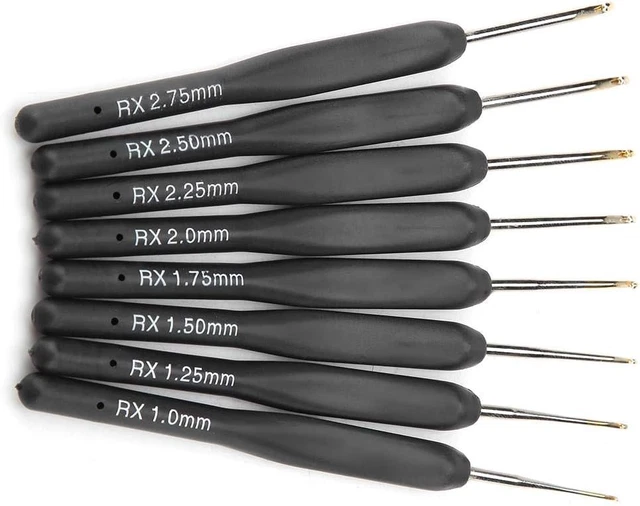Juego de 8 agujas de ganchillo, juego de agujas de tejer suaves de 1 mm a 2,75 mm, juego