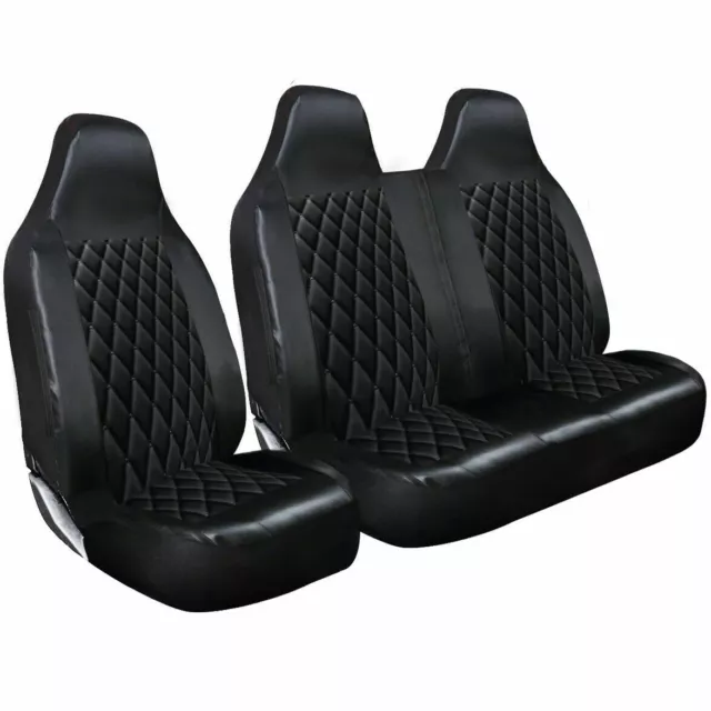 Mercedes Vito (2003 On) - Deluxe Black Quilted Diamond Leather Van Seat Covers