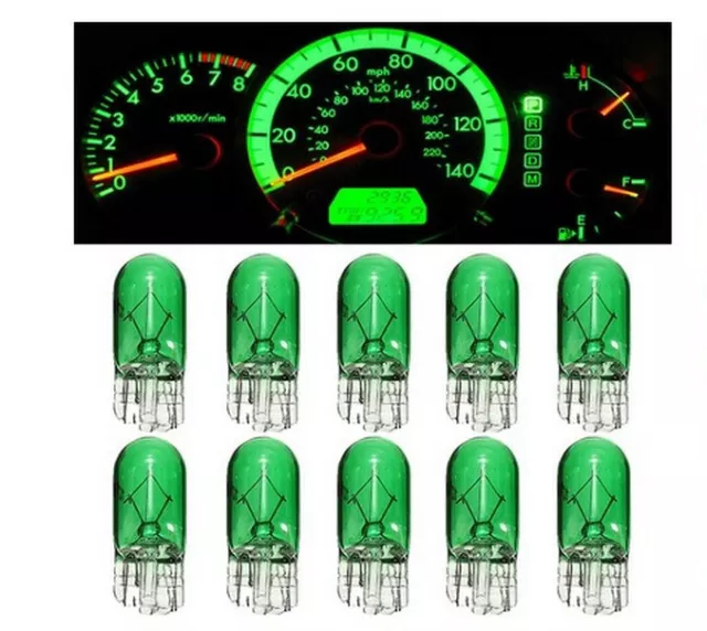 10x Ampoules W5W T10 Verte halogène lampe pour Voitures et motos