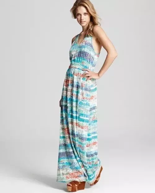 C&C California C&C Zig Zag Printed Maxi Dress Racer Back Colorful XS