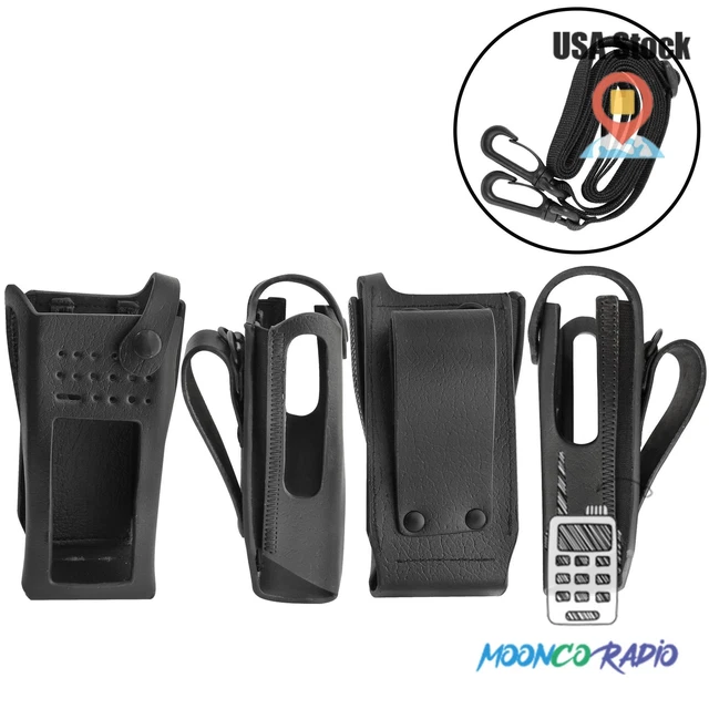 Black Hard Leather Carry Case Compatible with XPR7550 XPR7580 Handheld Radio