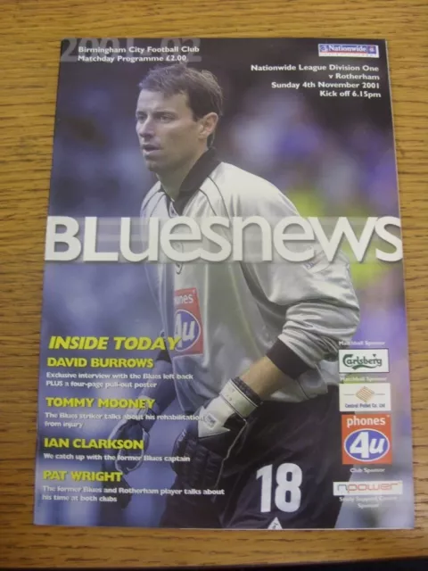 04/11/2001 Birmingham City v Rotherham United  . Trusted sellers on ebay bobfran