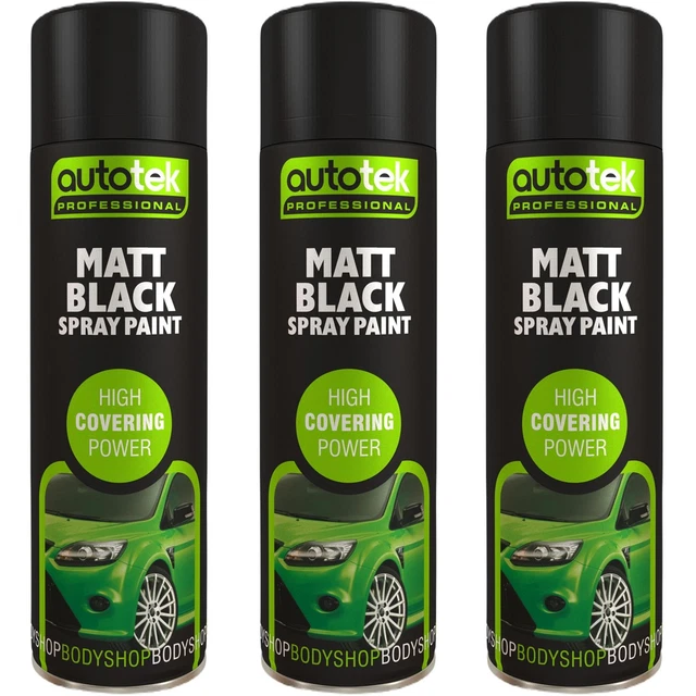 5 x Autotek MATT BLACK Spray Paint Professional Bodyshop High Covering 5 x Autotek MATT BLACK Spray Paint Professional Bodyshop High Covering