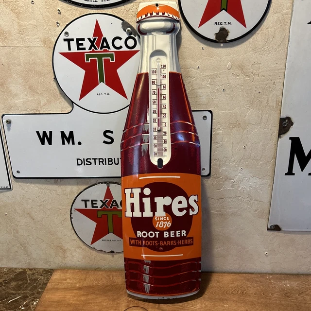 Original & Authentic''drink Hires'' Thermometer' ' Painted Metal 8X27 Inch