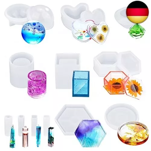 Fishoaky Epoxidharz Formen Set, 12 Stück Resin Gießharz Silikonform, kunstharz f