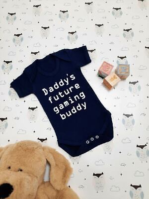 Personalised Baby Vest Baby Grow Bodysuit New Baby Gift Daddy's Gaming Buddy