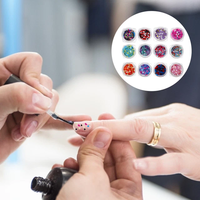12 cajas en forma de corazón uñas brillo lentejuelas manicura lentejuelas lentejuelas uñas