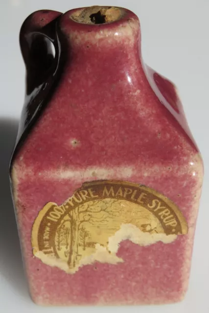 Bennington Pottery Maple Syrup Miniature Bottle Vt.  Stoneware Pink Antique