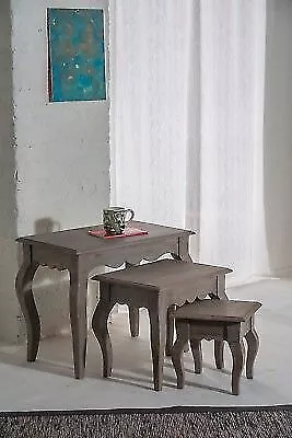 Bourdeilles Nest of 3 Tables Sold Shabby Chic in Mango