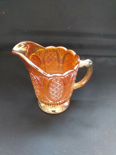 Vintage Marigold Carnival Glass Milk Jug / Pitcher / Creamer 3" high #u15