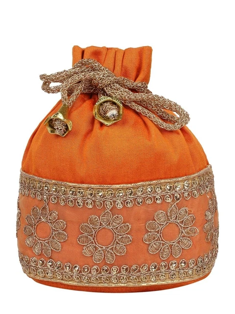 Hecho a Mano Raro Malla Artsilk Potli Bolsa Tradicional Estilo