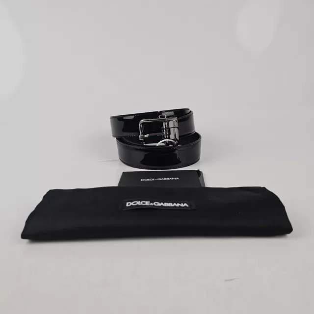 Dolce&Gabbana Men's Black/Silver 35mm Leather Belt New 2