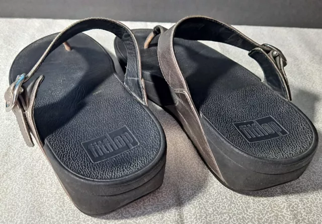 Fitflop The Skinny Thong Sandals Pewter Metallic Comfort Women’s Size 8 3