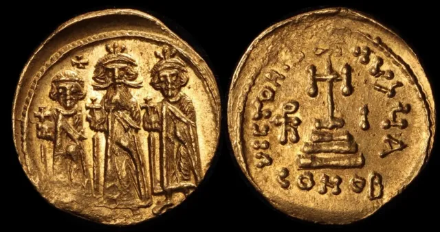 ANCIENT BYZANTINE Heraclius Gold 610-641AD AV Solidus Constantinople mint .