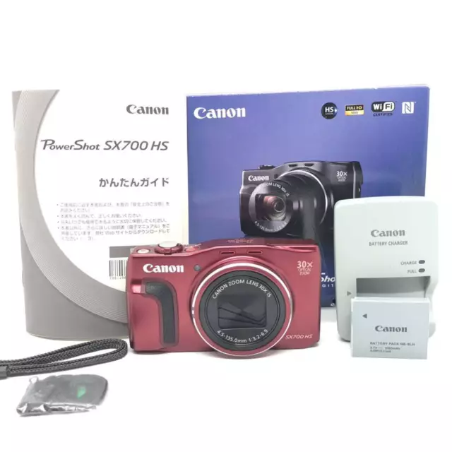 Canon PowerShot SX700 HS Red 16.1 MP Digital Camera English Language used w/BOX