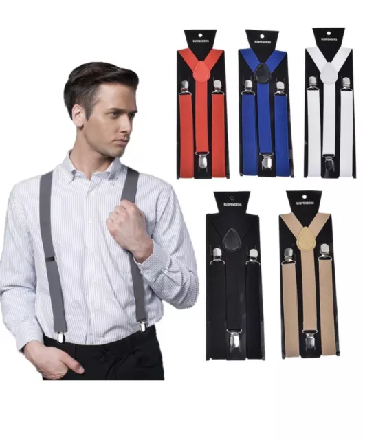 Mens Womens Clip-on Suspenders Elastic Y-Shape Adjustable Braces