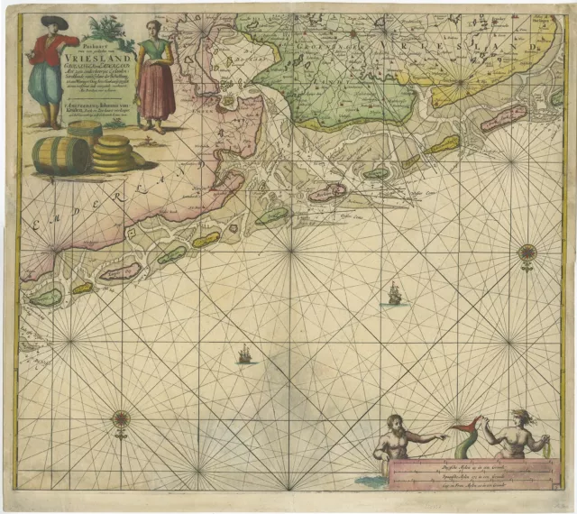 Antique Sea Chart of the Dutch Coast by Van Keulen (1681)