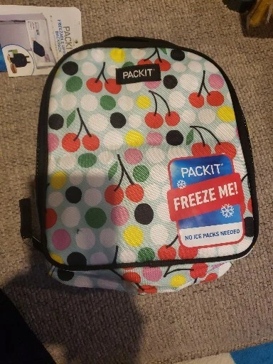 PackIt Freezable Kids Lunch Box Backpack Cherry Dots New With Tag PackIt Freezable Kids Lunch Box Backpack Cherry Dots New With Tag