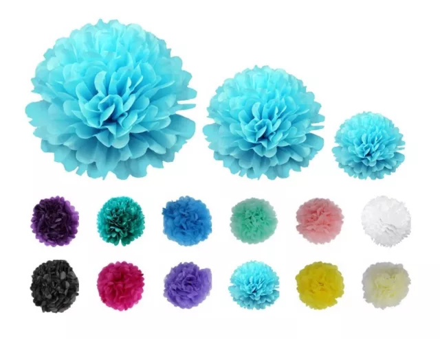 Stoff Papier Bommel - wählen Sie aus 3 Größen 6"" - 14"" - 12 Farben