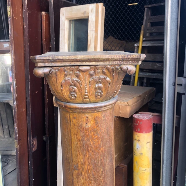 stunning pair c1880 hand carved oak columns fireplace? 57.5/9.25/8” Quartersawn 11