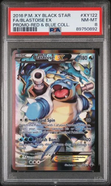 Pokémon XY Black Star BLASTOISE EX Promo Red & Blue Coll. FA XY122 PSA 8 NM-MT