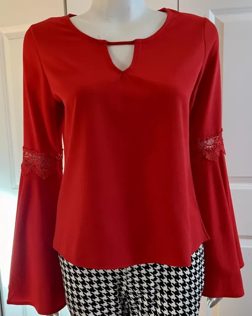 Women’s Lord & Taylor Design Lab  Bell Sleeve Blouse Red Size Small