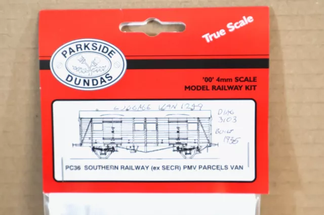 Parkside Dundas PC36 Jauge D'Oo Du Sud Chemin de Fer Secr Pmv Parcels Van Wagon