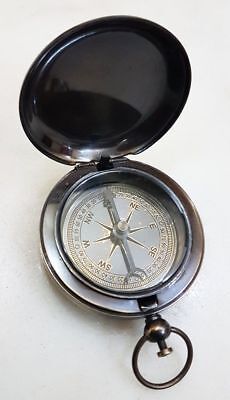 Antique Brass Compass Vintage Handmade Push Button Brass Compass Pocket Style 2