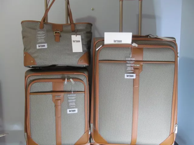 Hartmann Luggage Set. Tan Luxe Carry On, Check In, & Travel Valise, TSA Lock NWT