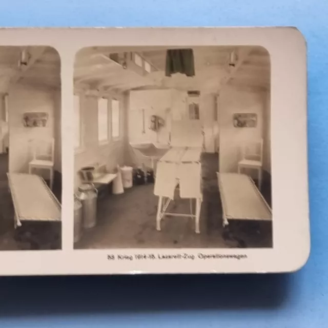 WW1 Stereoview Card 3D RP Real Photo C1915 German Hospital Train Operating Room