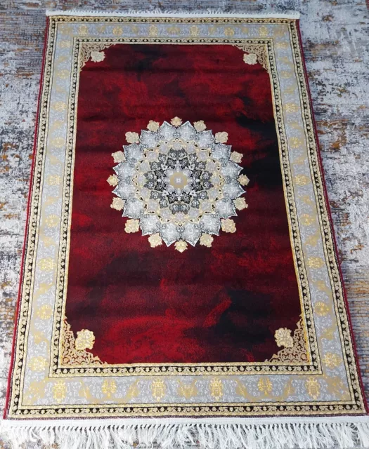 TOP QUALITY NICE RUGS WOOL TOUCH 100%ACRYLIC RED / MULTICOLOUR 120x180Cm
