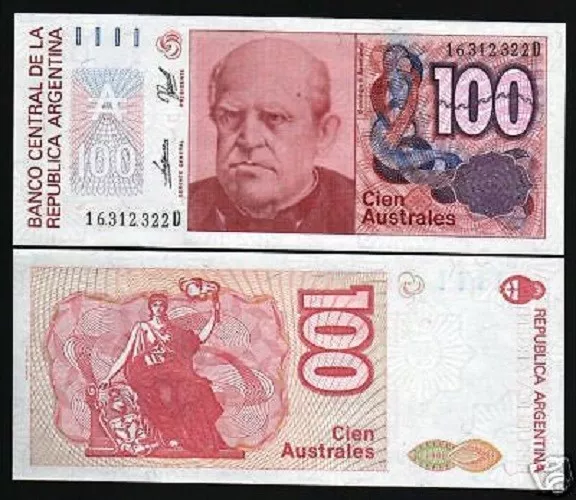 ARGENTINA 100 AUSTRALES P-327 1986 x 50 Pcs Lot 1/2 BUNDLE BRICK TORCH UNC NOTE