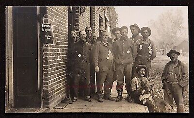Killer RPPC of Miners in Front of Station. Triangles on Their Overalls. C1907