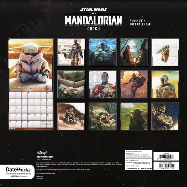 STAR WARS GROGU Calendar 2024 Deluxe 2024 Star Wars Baby Yoda Wall